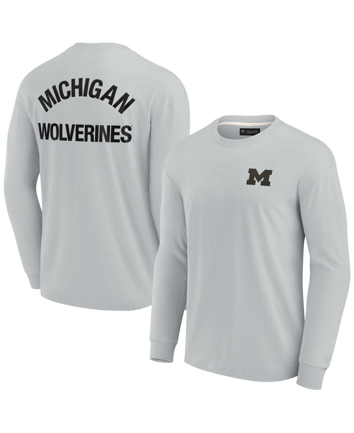 Men's and Women's Fanatics Signature Gray Michigan Wolverines Super Soft Long Sleeve T-shirt - Gray