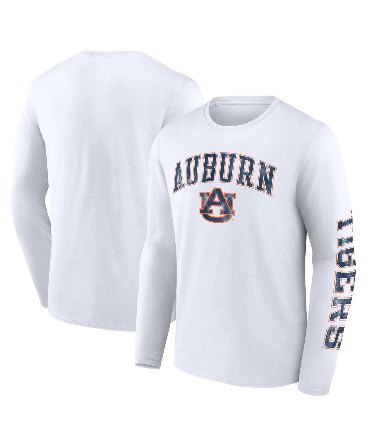 Fanatics Men's  White Auburn Tigers Distressed Arch Over Logo Long Sleeve T-shirt