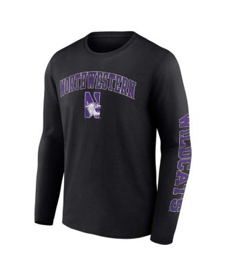 Men's Black Northwestern Wildcats Distressed Arch Over Logo Long Sleeve T-shirt
