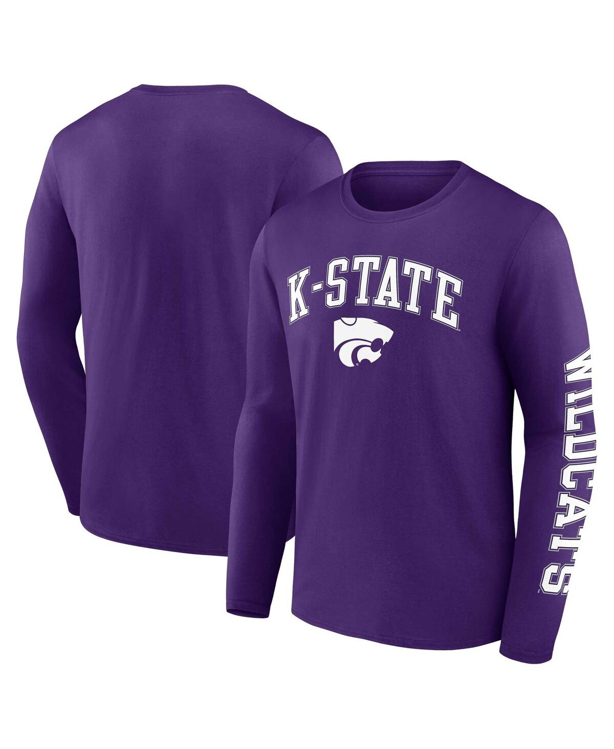 Fanatics Men's  Purple Kansas State Wildcats Distressed Arch Over Logo Long Sleeve T-shirt