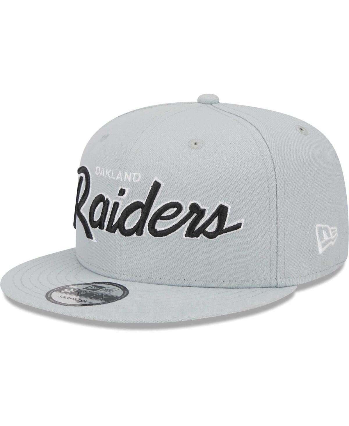 New Era Silver Oakland Raiders Gridiron Classics Main Script 9fifty Snapback Hat In Silver