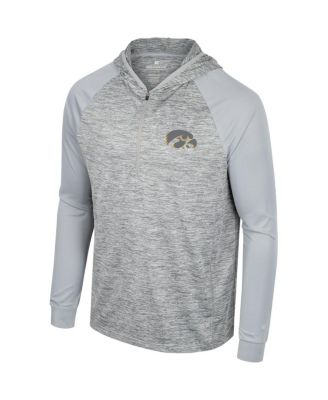 Men's Gray Iowa Hawkeyes Cybernetic Raglan Quarter-Zip Hooded Top