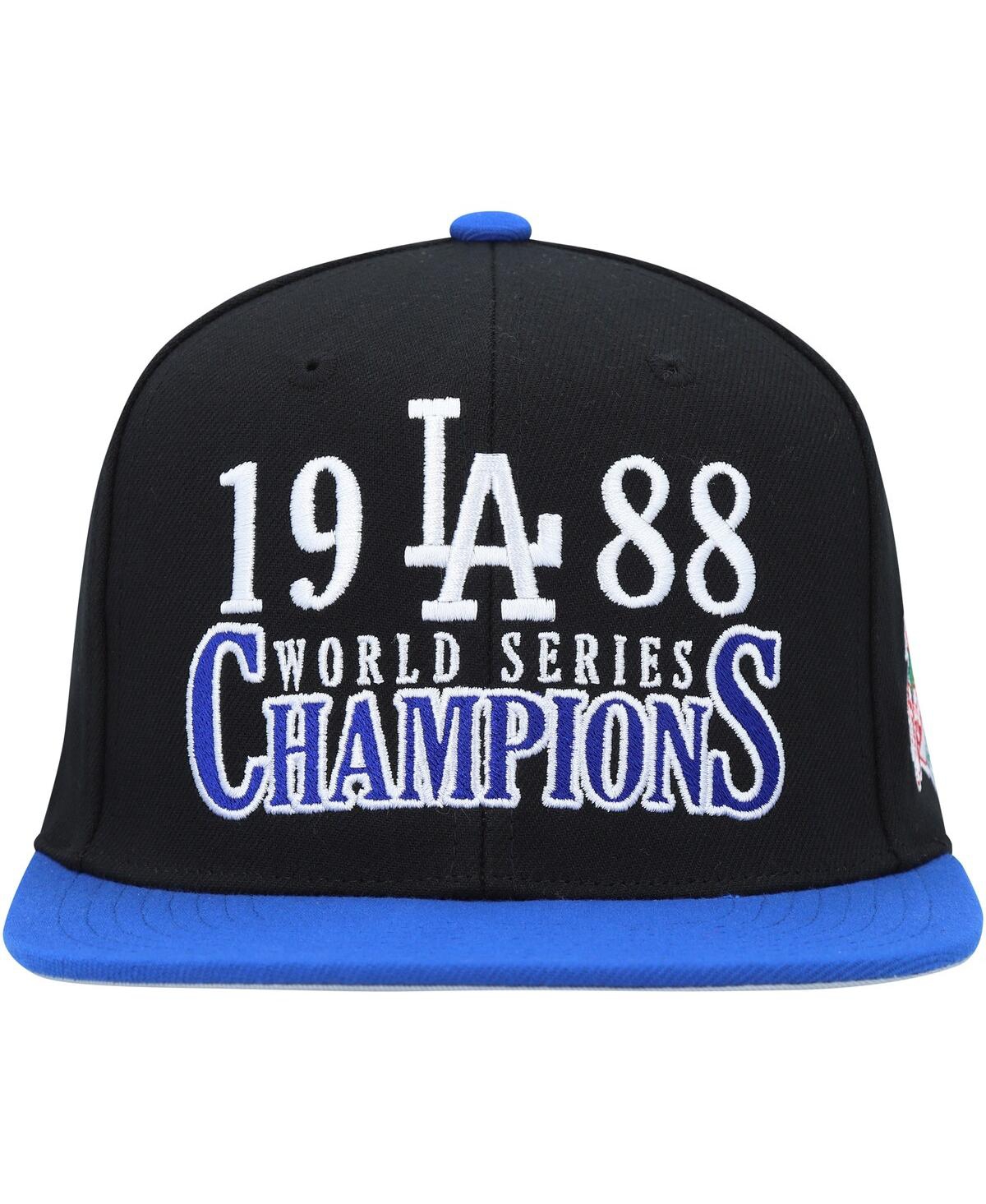 Shop Mitchell & Ness Men's  Black Los Angeles Dodgers World Series Champs Snapback Hat