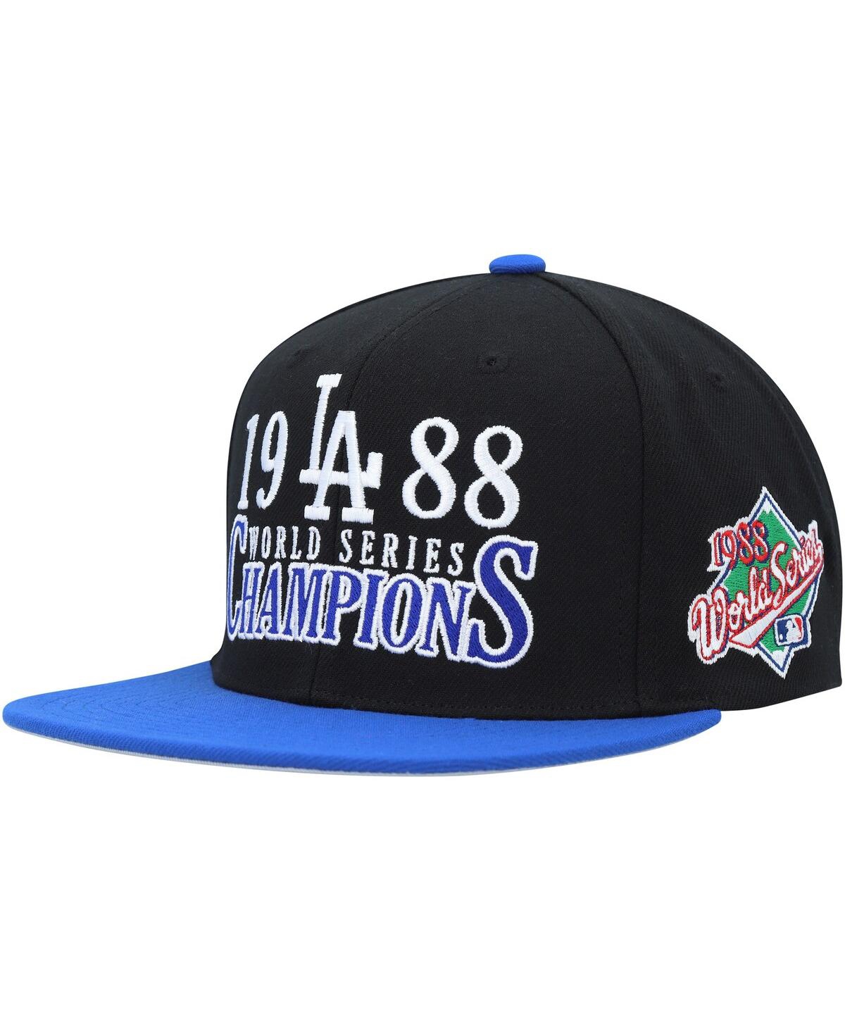 Shop Mitchell & Ness Men's  Black Los Angeles Dodgers World Series Champs Snapback Hat
