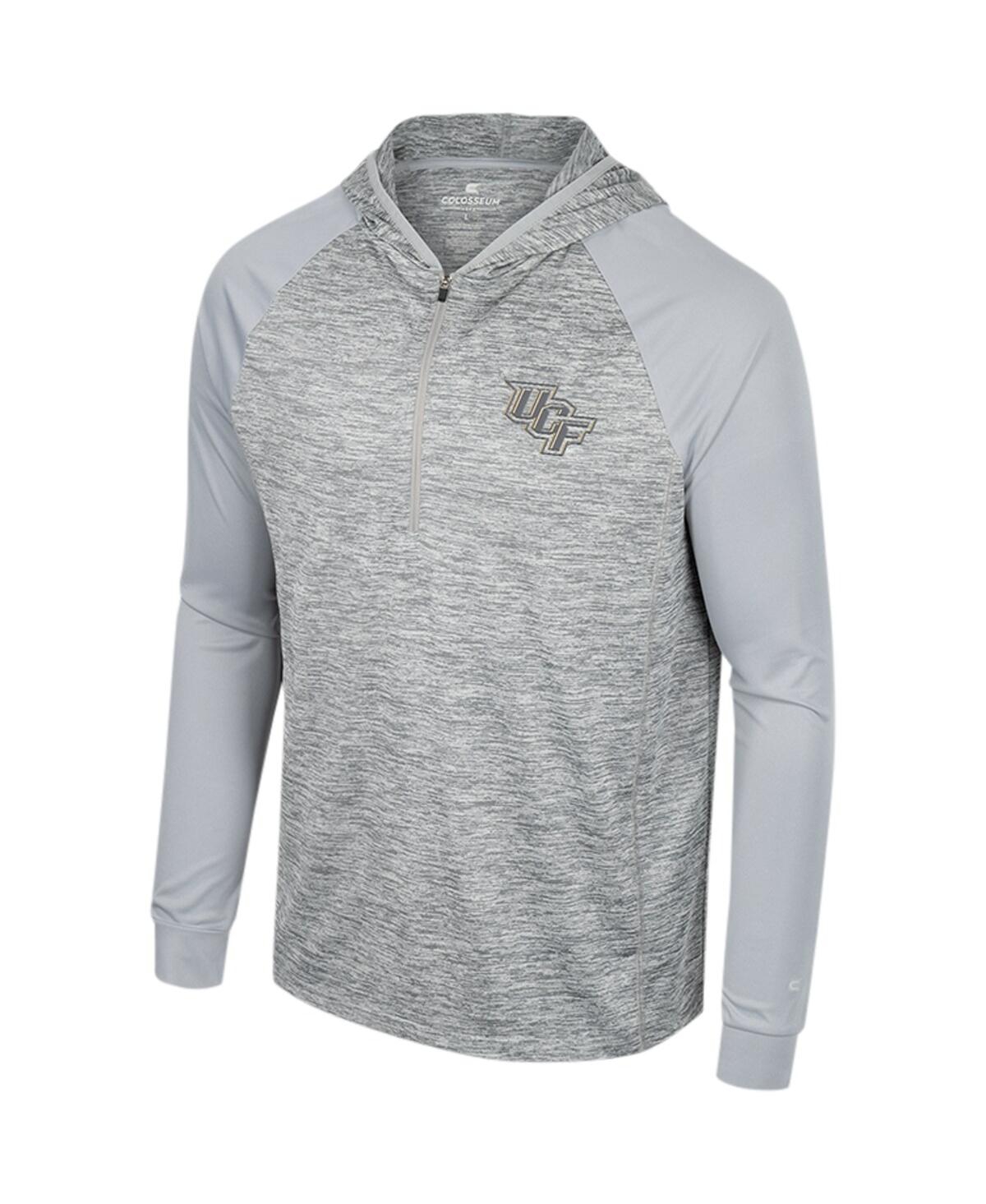 Colosseum Men's  Gray Ucf Knights Cybernetic Raglan Quarter-zip Hooded Top In Gray