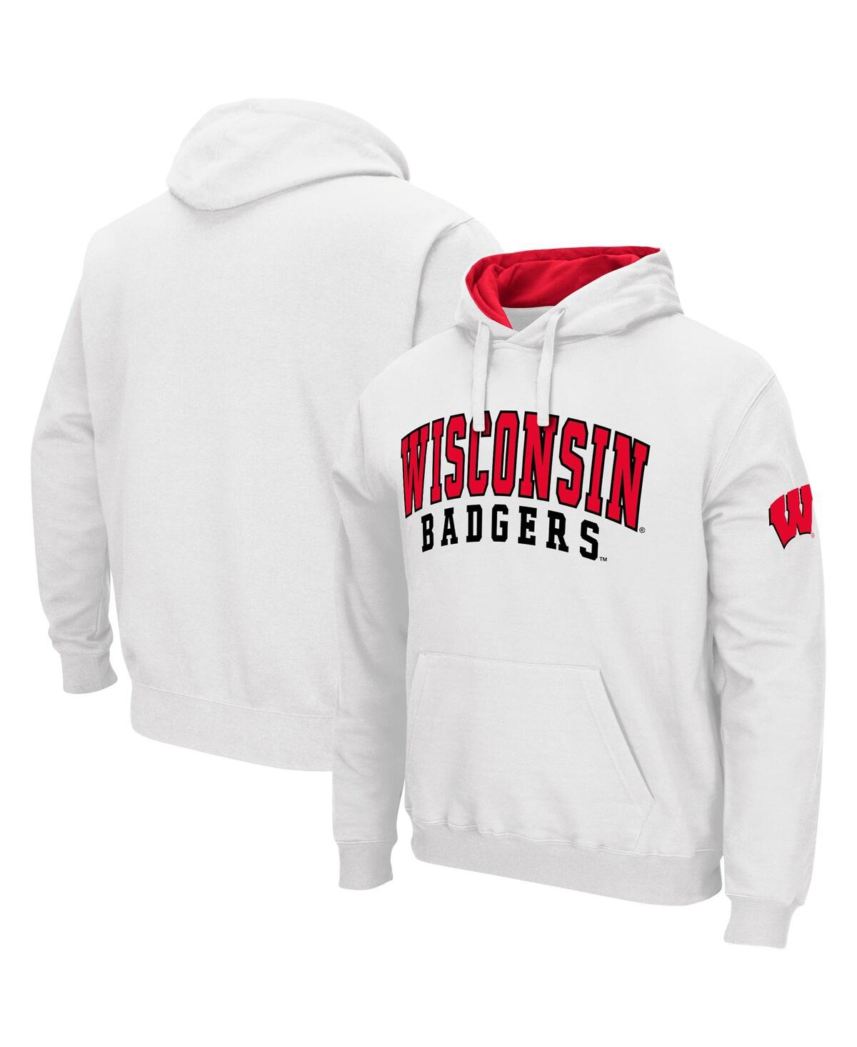 Colosseum Men's  White Wisconsin Badgers Double Arch Pullover Hoodie