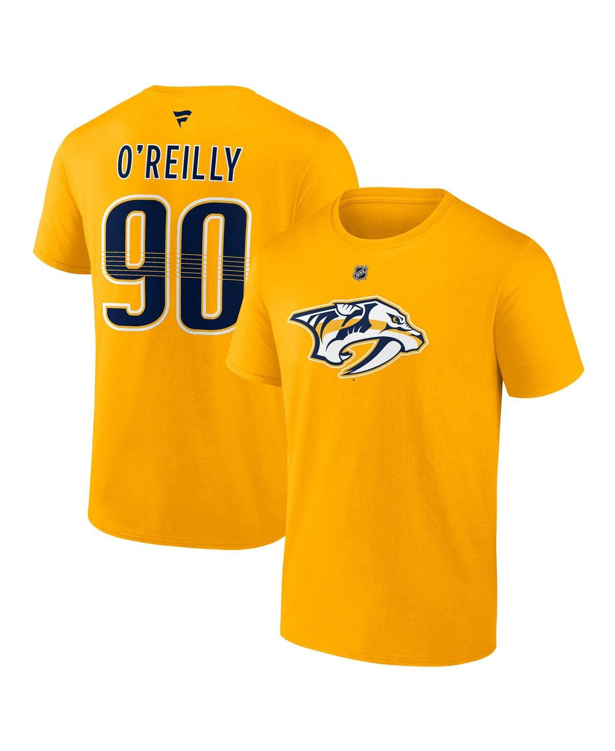 Shop Fanatics Men's  Ryan O'reilly Gold Nashville Predators Authentic Stack Name And Number T-shirt
