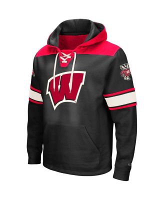 Men's Black Wisconsin Badgers 2.0 Lace-Up Logo Pullover Hoodie