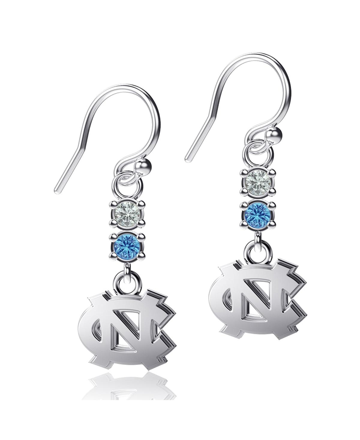 Shop Dayna Designs Women's  North Carolina Tar Heels Dangle Crystal Earrings In Silver