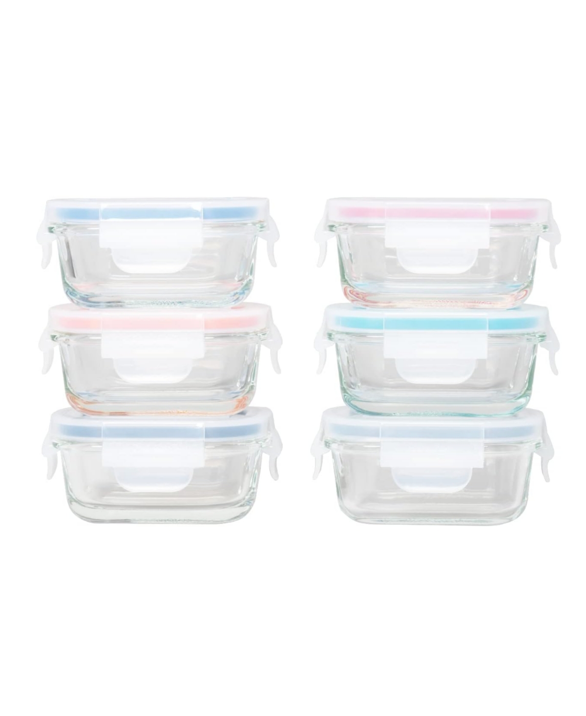 Shop Genicook 12 Pc Rectangular Shape Borosilicate Glass Small Baby-size Meal And Food Storage Containers Set In Multicolor