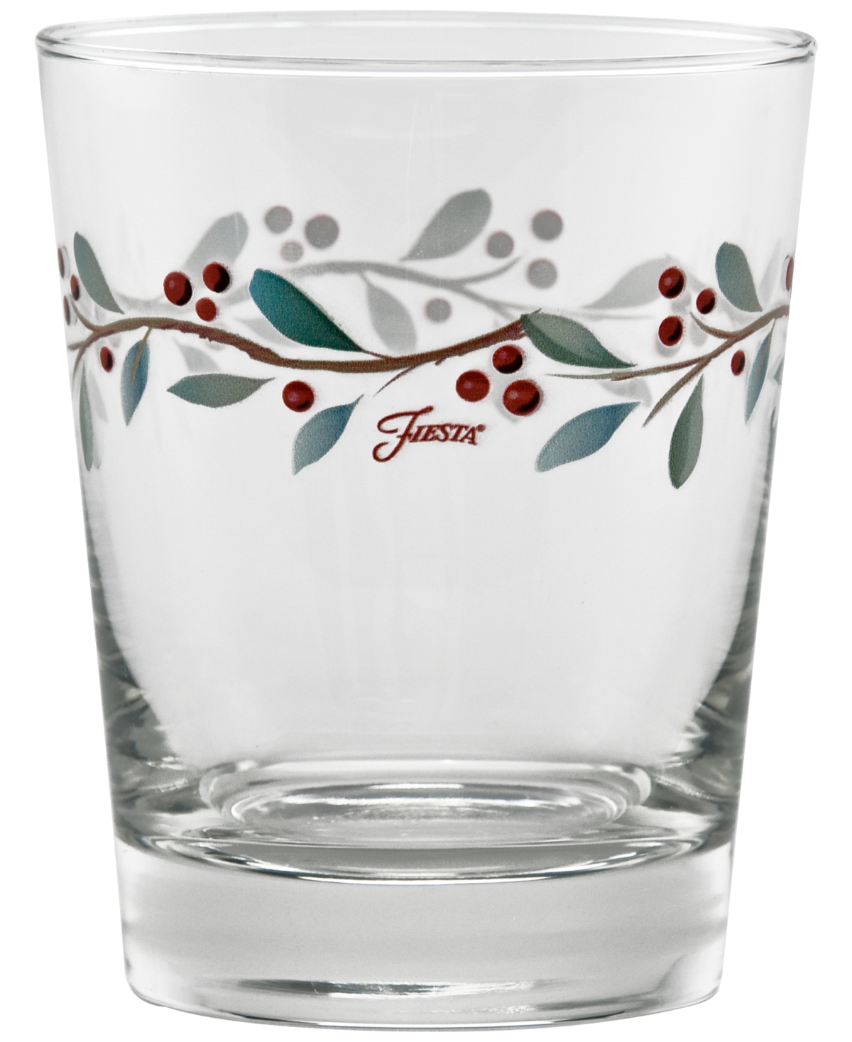 Fiesta Breezy Floral 15-ounce Tapered Double Old Fashioned (dof) Glass, Set Of 4 In Red,green