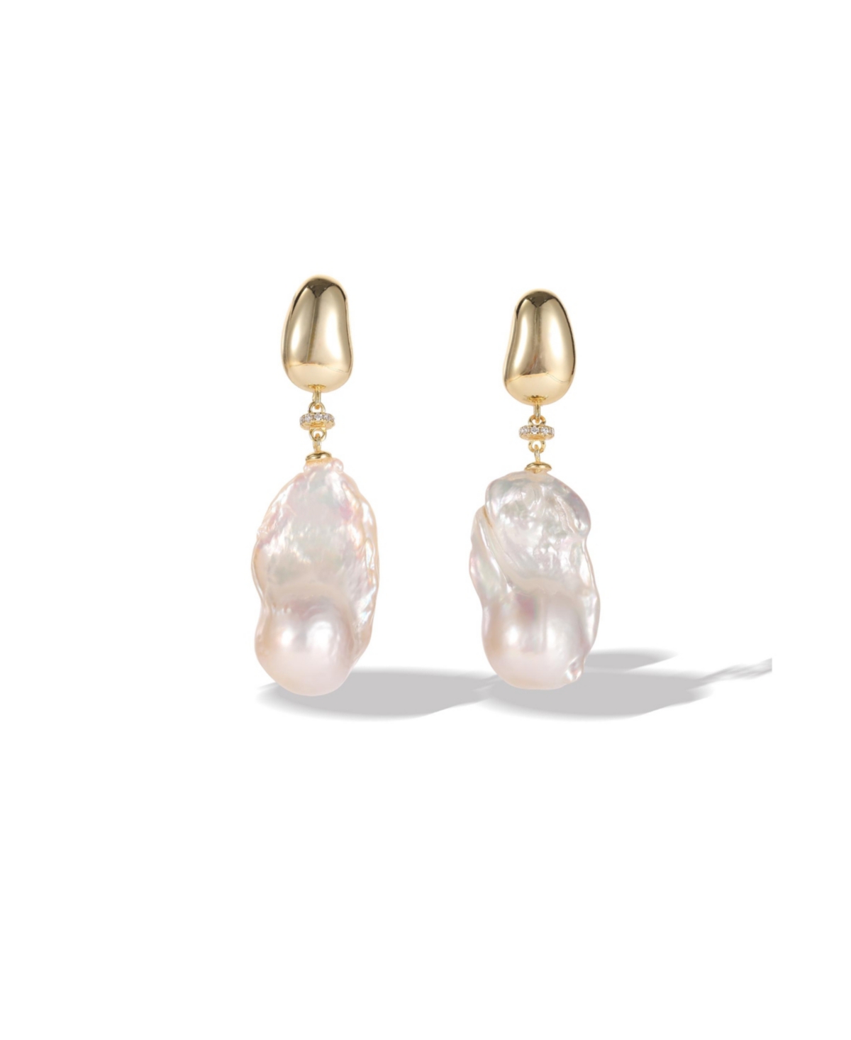 Doris Large Freshwater Baroque Pearl Drop Earrings - Gold