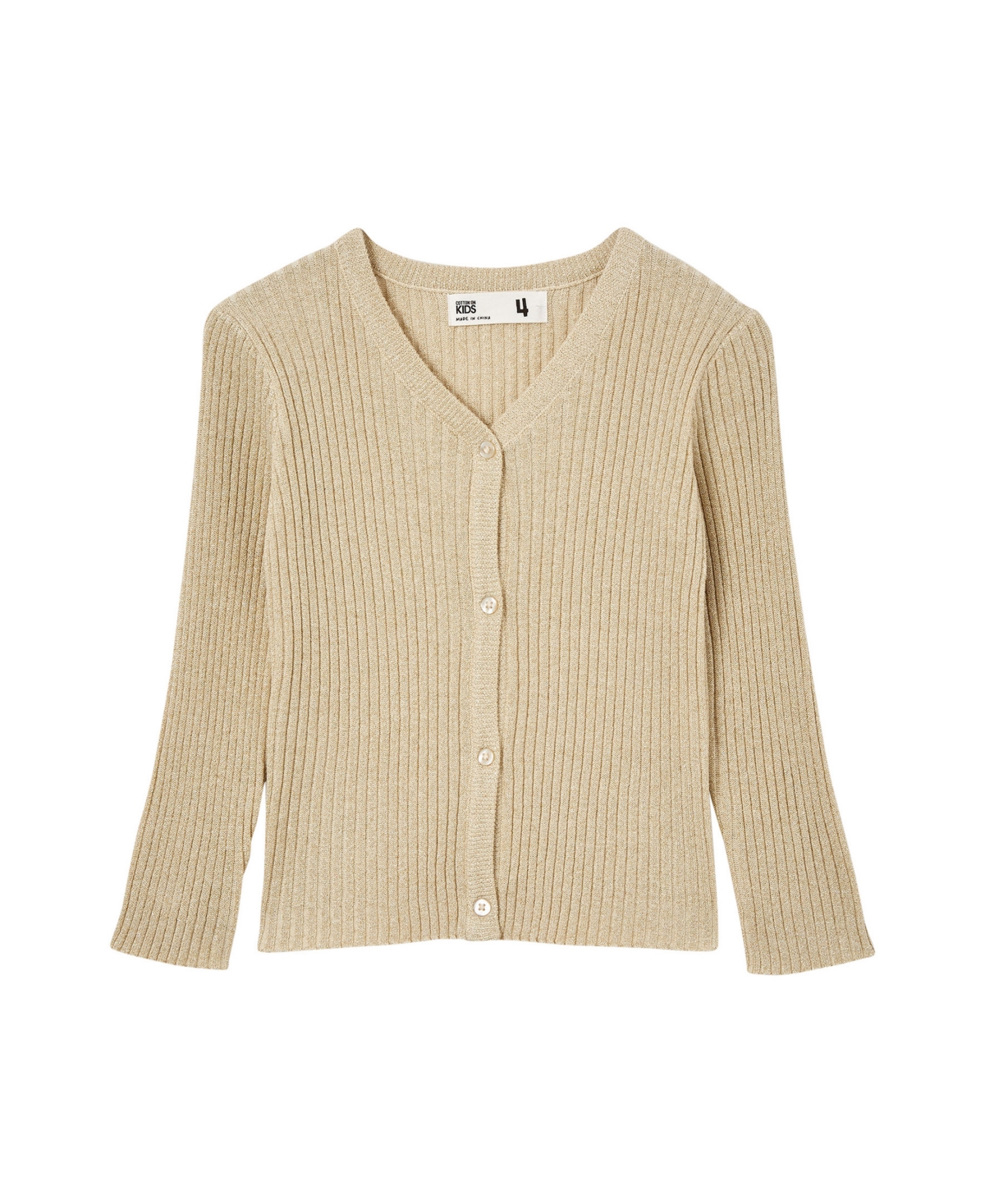 Cotton On Kids' Little Girls Molly Cardigan Sweater In Dark Vanilla Gold Sparkle