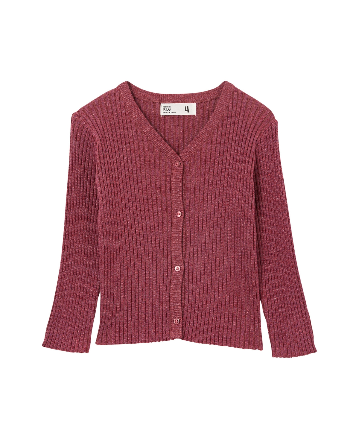 Cotton On Kids' Little Girls Molly Cardigan Sweater In Vintage Berry Sparkle