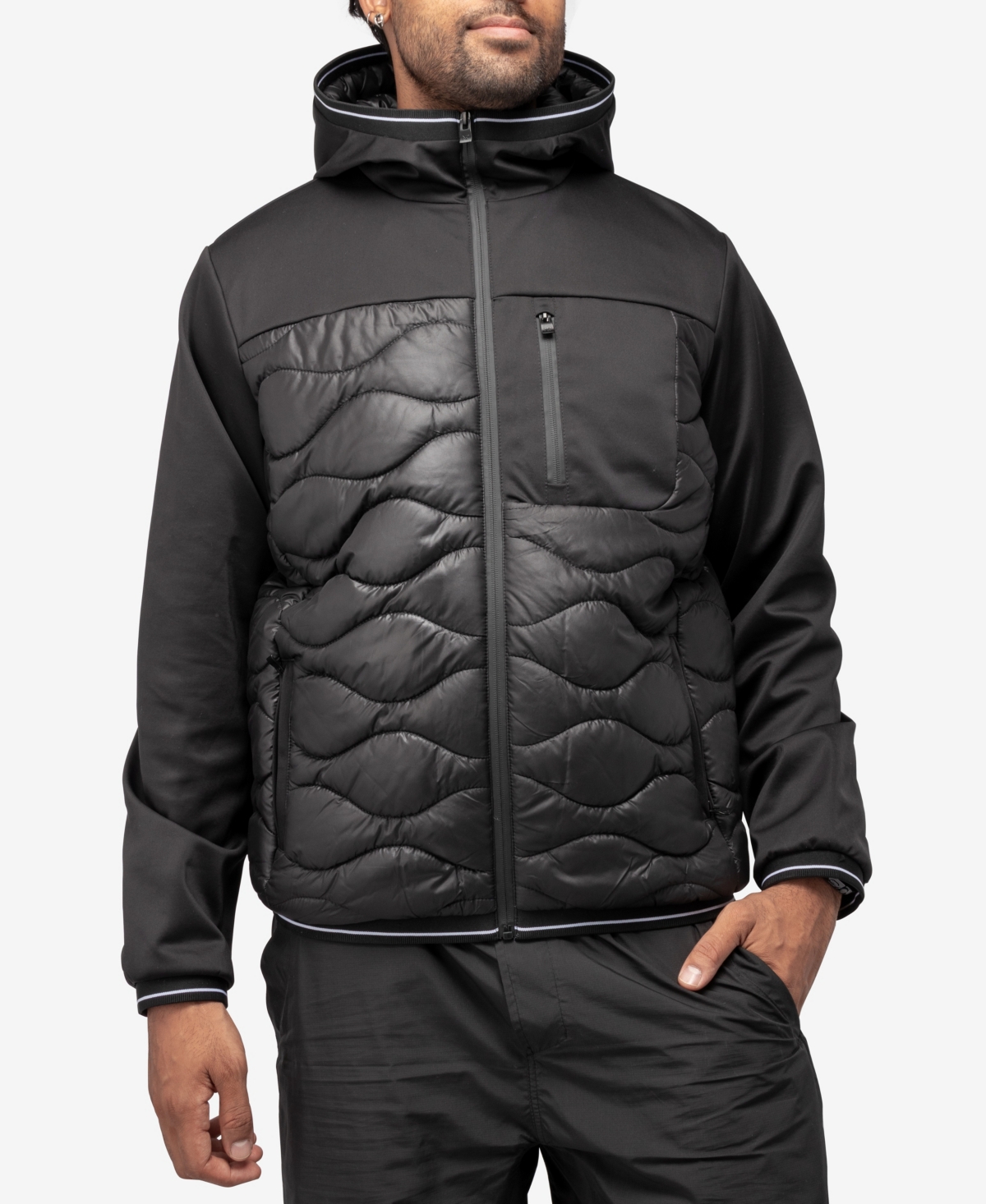 X-ray Men's Quilted Jacket With Hood In Black