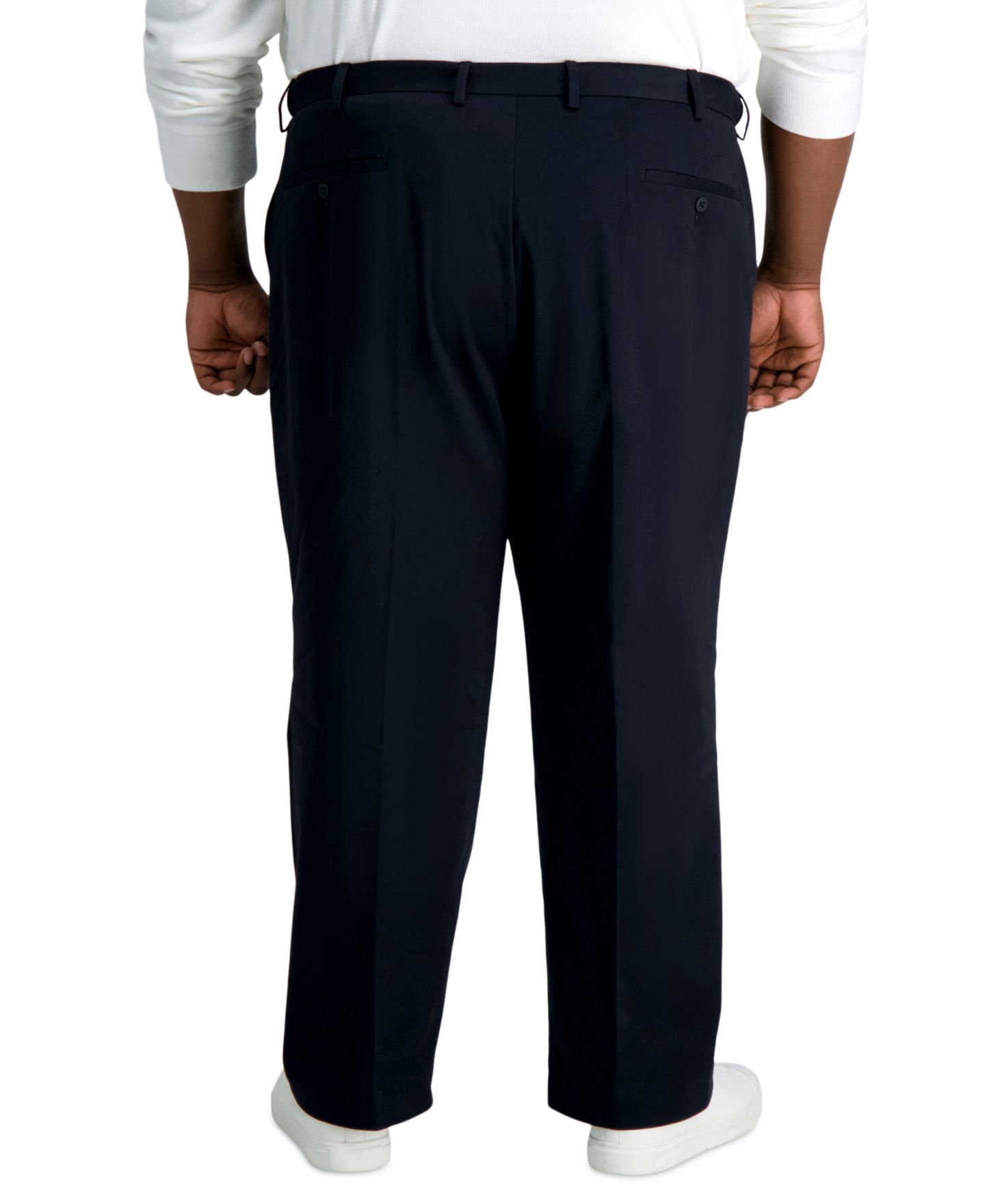 Мужские брюки Haggar Big & Tall Iron Free Premium Khaki Classic-Fit Flat Front Pant, цвет: Чёрный — фото 3