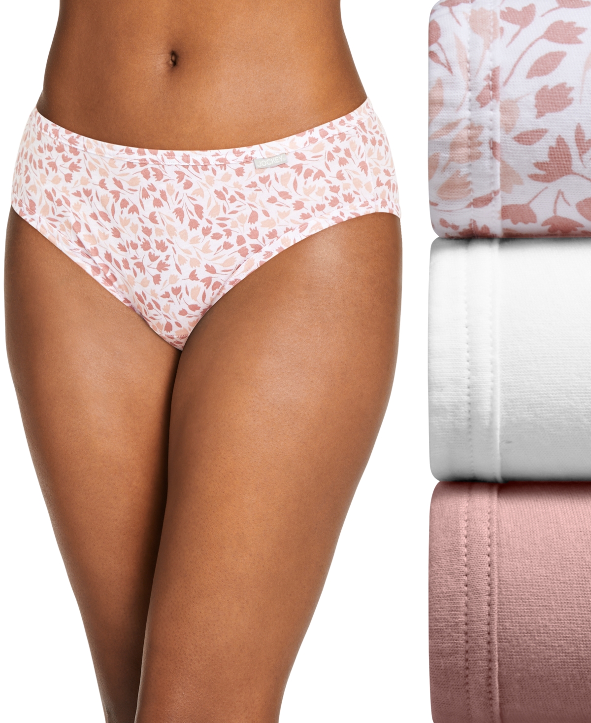 Shop Jockey Elance Bikini Underwear 3 Pack 1489 In White,floral,rose