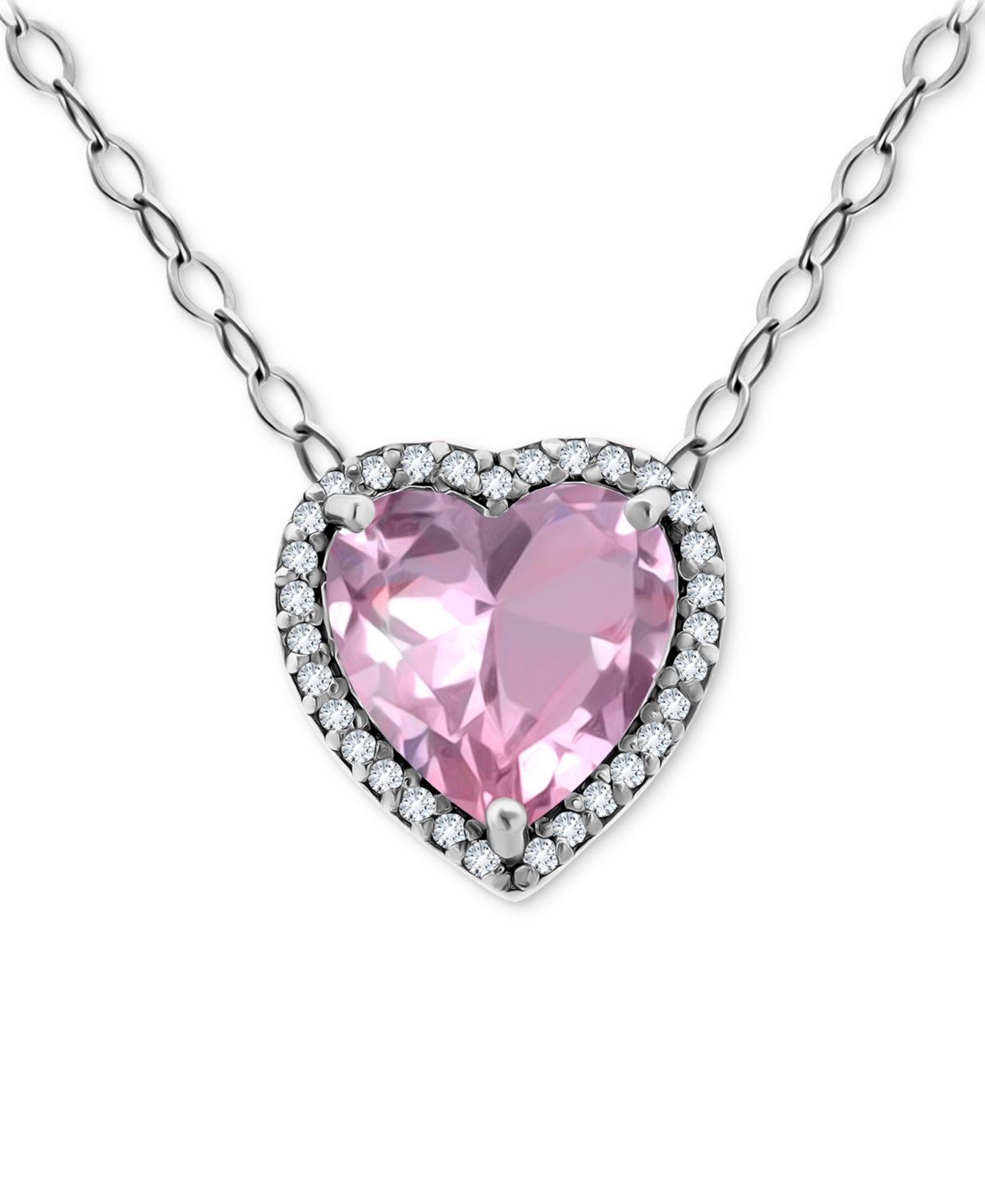 Giani Bernini Cubic Zirconia Heart Halo Pendant Necklace In Sterling Silver, 16" + 2" Extender, Created For Macy's In Pink