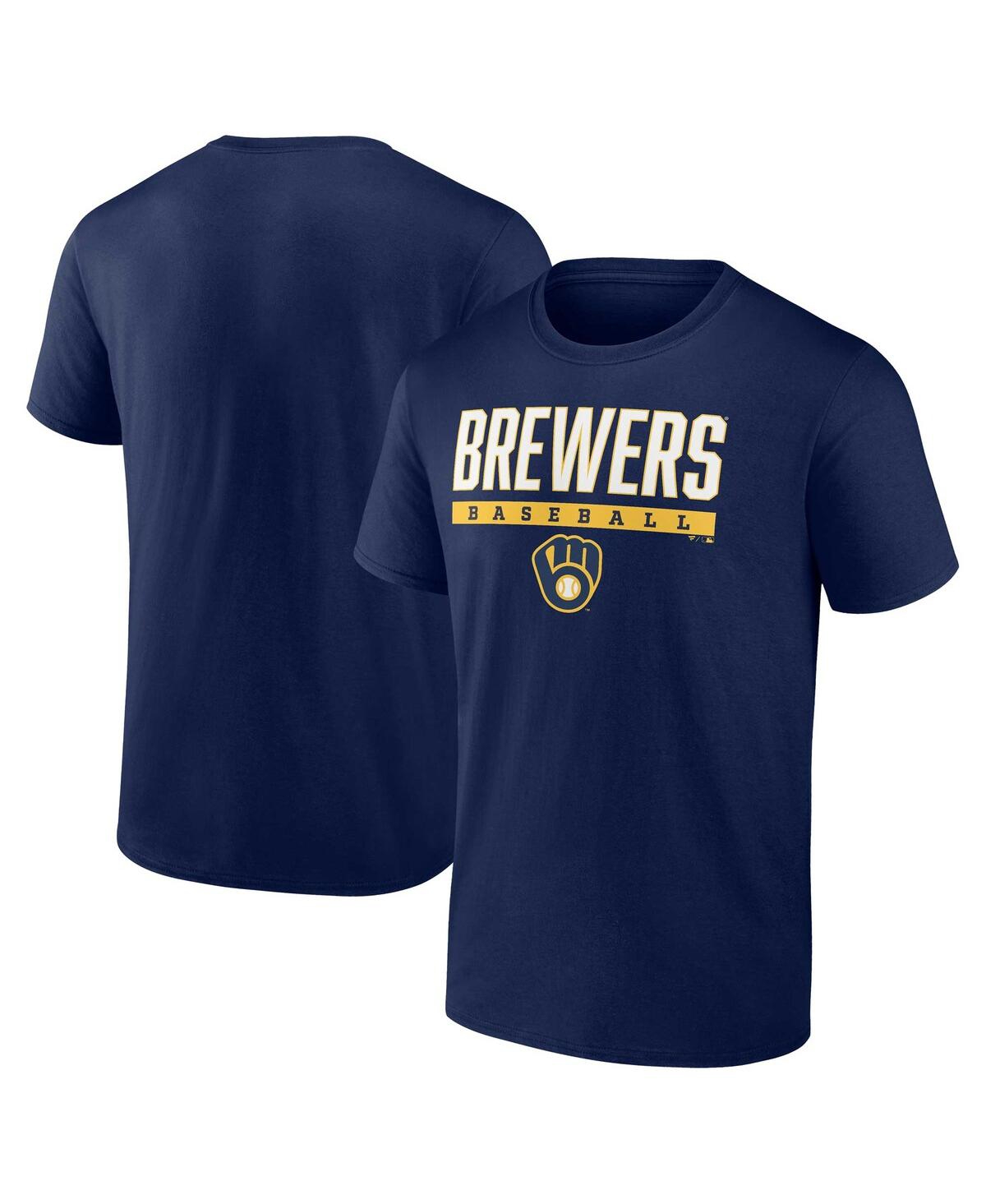 Shop Fanatics Men's  Navy Milwaukee Brewers Power Hit T-shirt