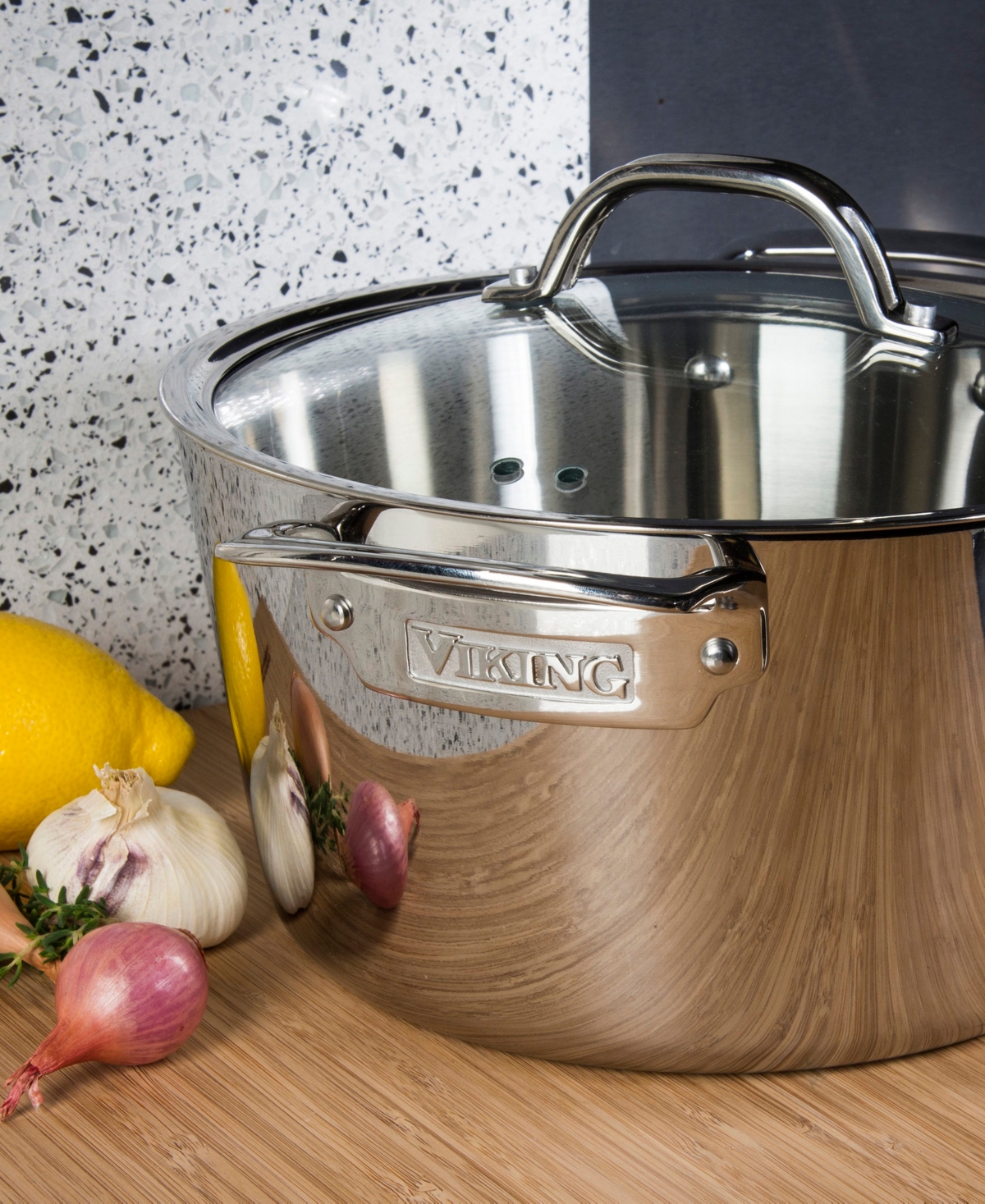 Viking Contemporary3-Ply 5.2-Quart Dutch Oven with Glass Lid - Stainless Steel