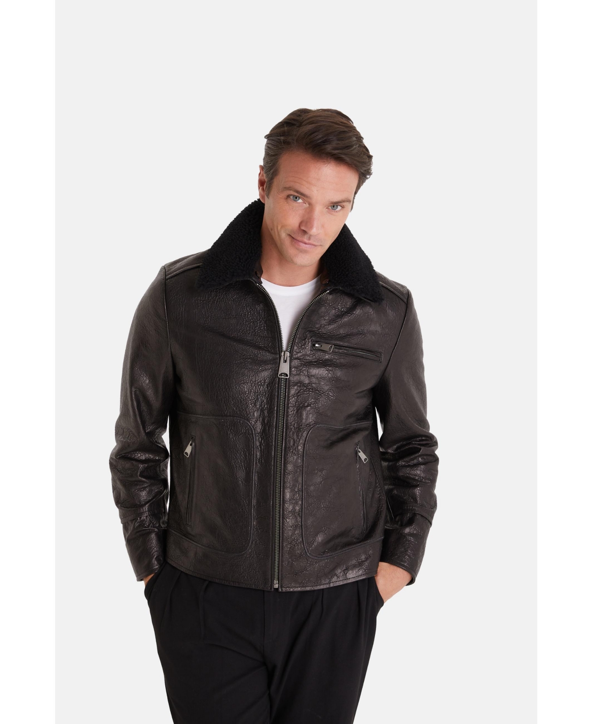 Men's Leather Jacket - Black