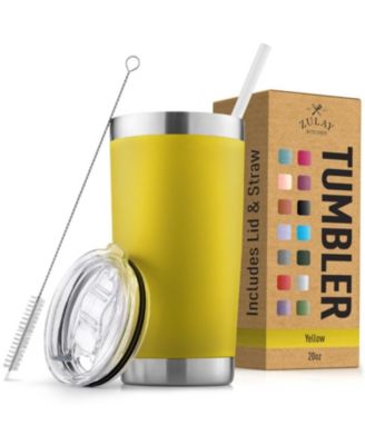 20oz Stainless Steel Tumbler With Lid and Straw - Sweat-Free Travel Coffee Mug Tumbler Cups