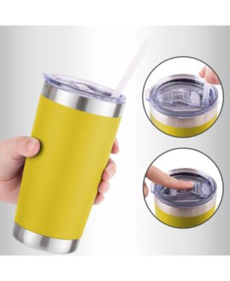 20oz Stainless Steel Tumbler With Lid and Straw - Sweat-Free Travel Coffee Mug Tumbler Cups