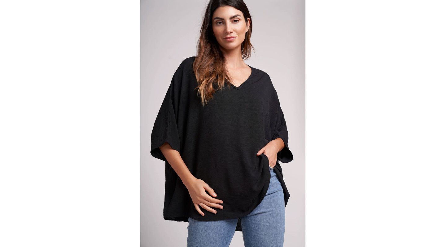 Женский топ Caldwell Collection Claire Very Oversided Lightwieght V-Neck, цвет: Чёрный — фото 1
