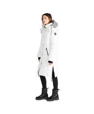 Women's Sapphire Long Puffer Coat with Detachable Hood