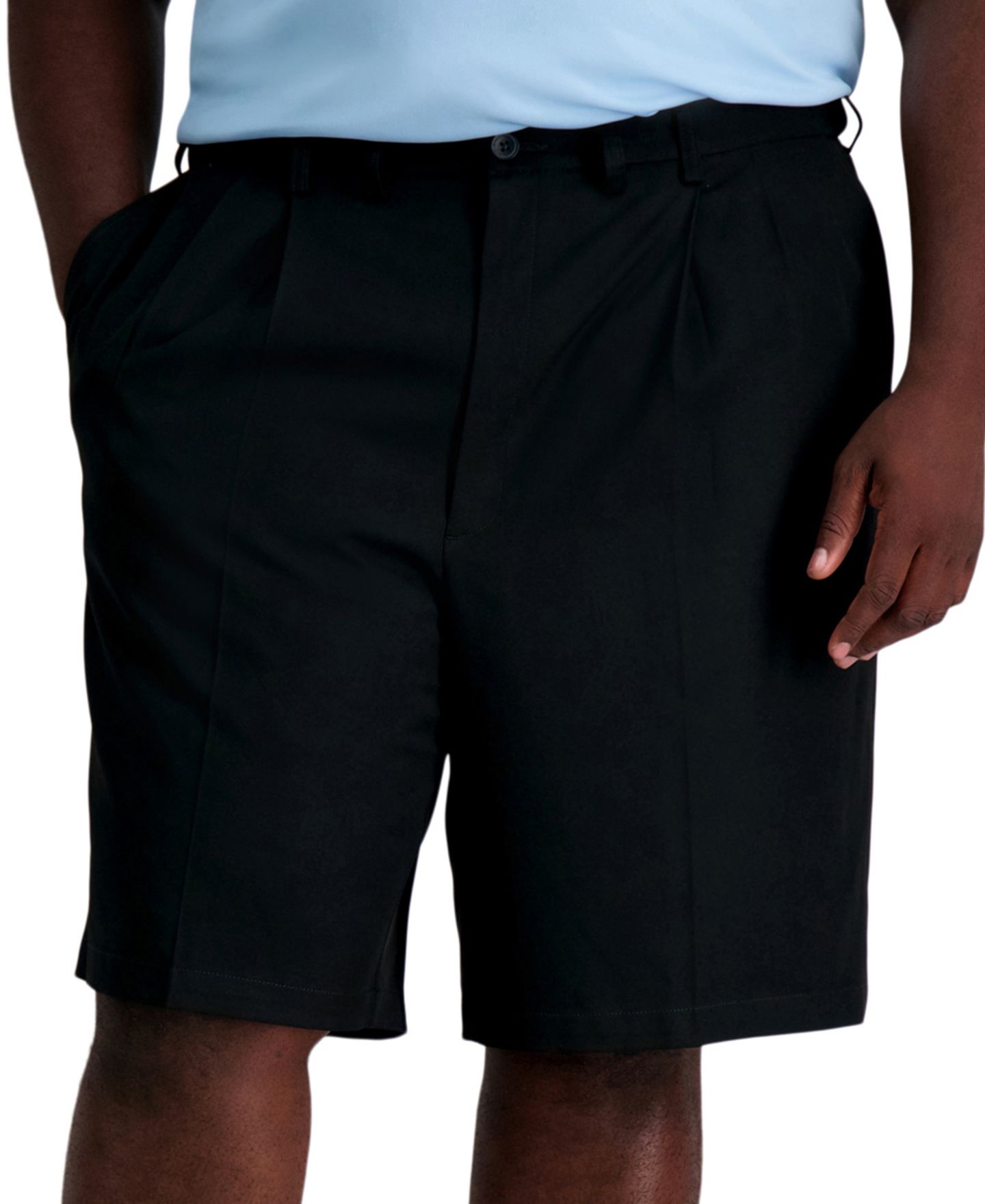 Мужские шорты Haggar Big & Tall Cool 18 PRO® Classic-Fit Stretch Pleated 9.5" Shorts, цвет: Чёрный — фото 2
