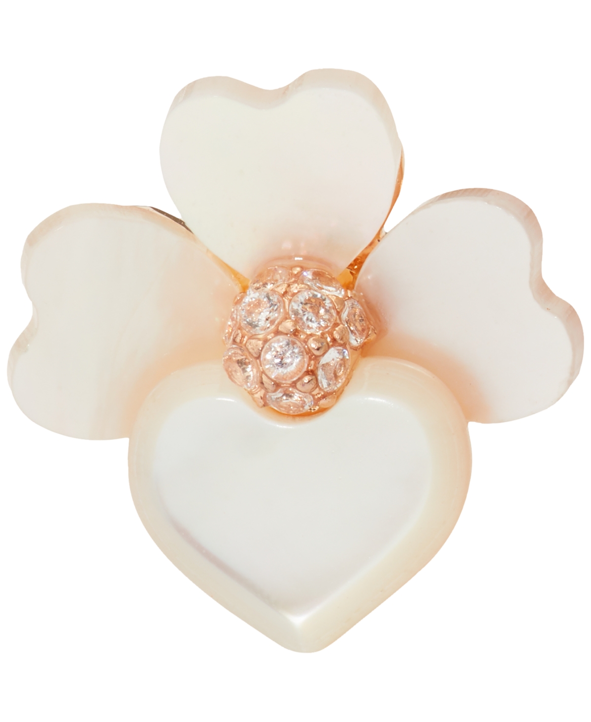Shop Kate Spade Gold-tone Pave & Mother-of-pearl Pansy Stud Earrings In Cream Multi,rose Gold