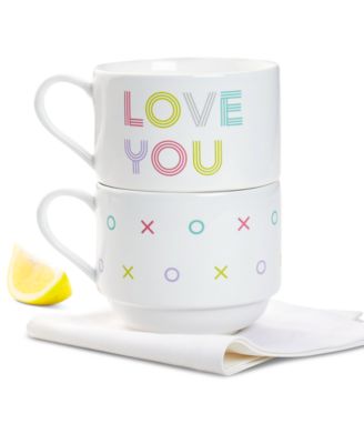 The Cellar - 2-Pc. Stackable Stoneware Mug Set
