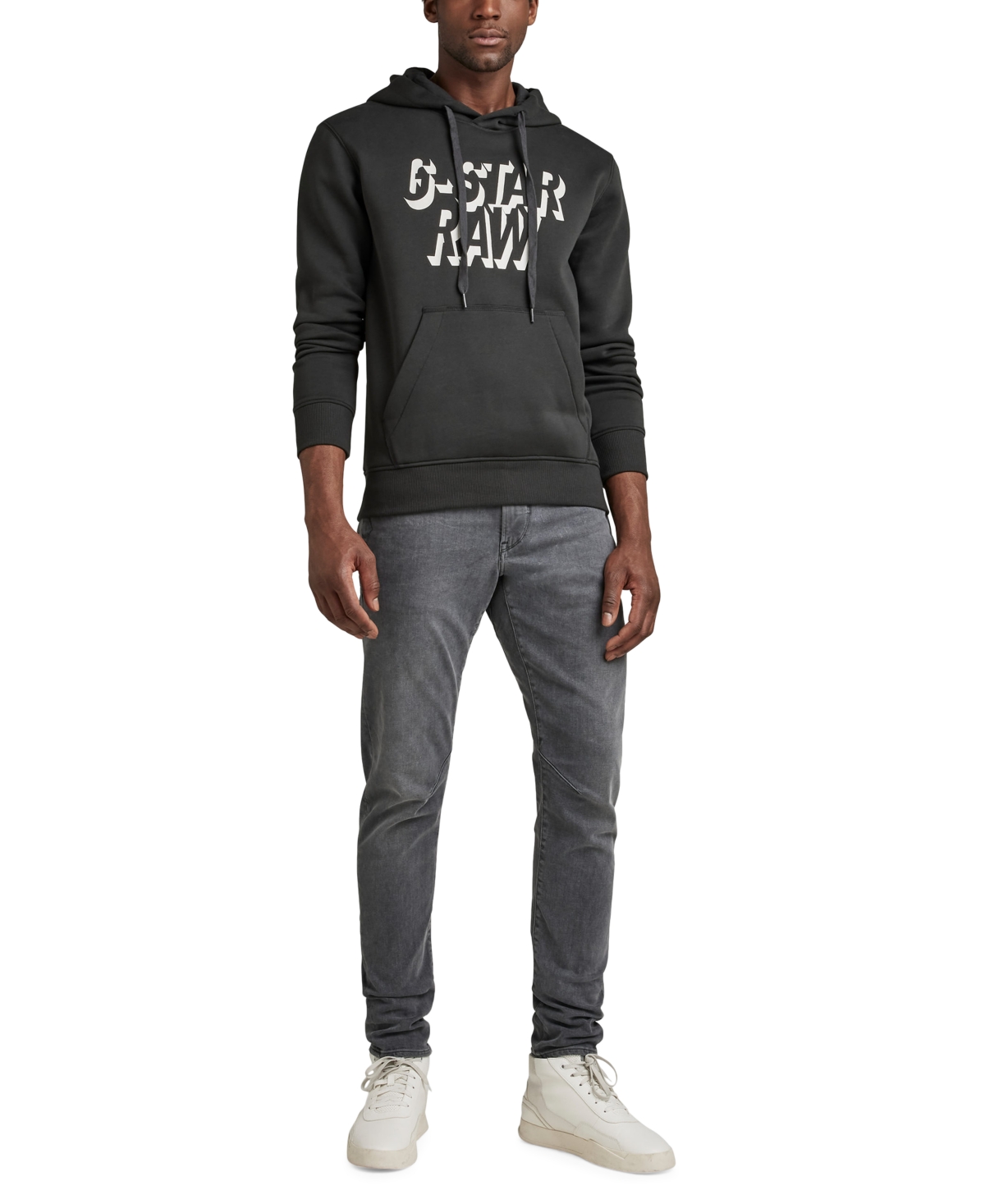 Shop G-star Raw Men's Classic Fit Retro Shadow Logo Graphic Hoodie In Cloak