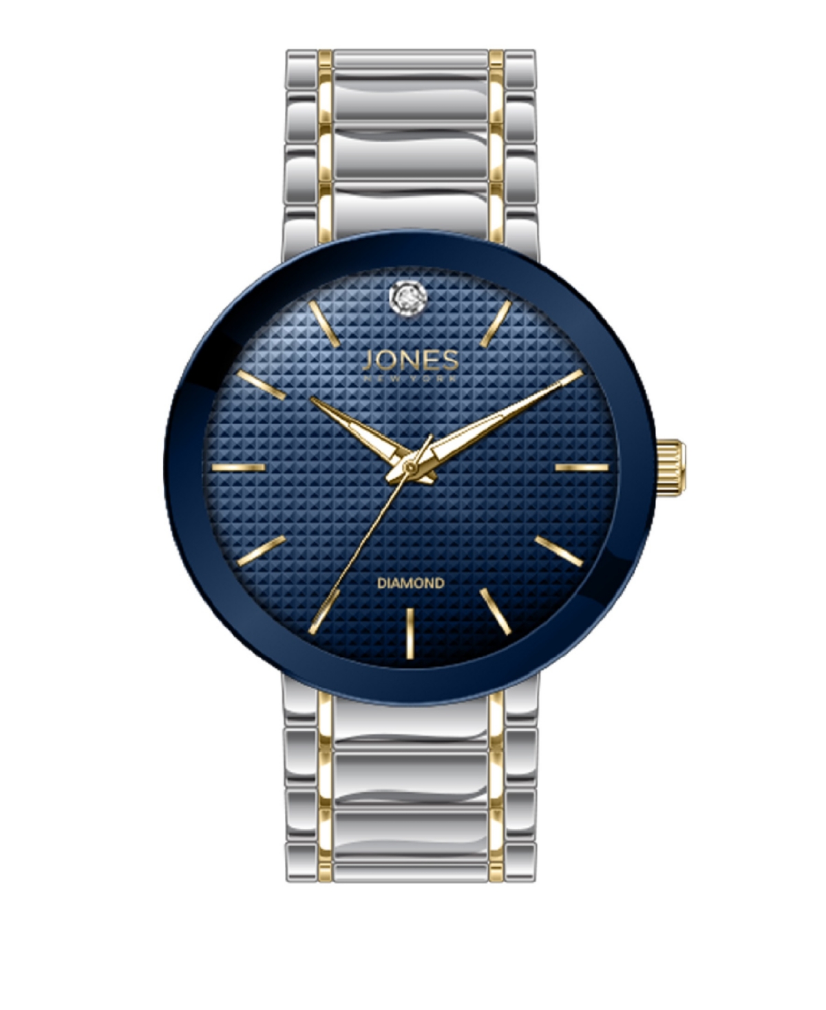 Jones New York Men's Analog Shiny Two-tone Metal Bracelet Watch 42mm In Navy,silver