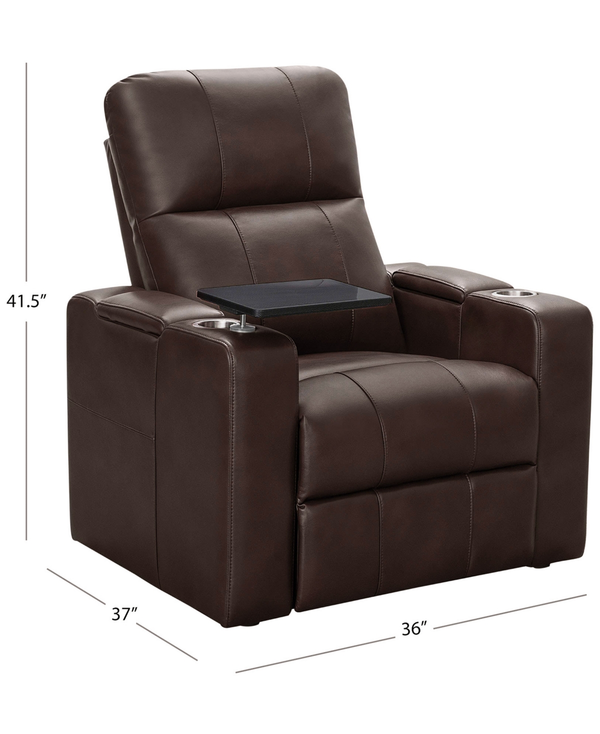 Shop Abbyson Living Rider 36" Power Theater Recliner With 1 Table In Brown
