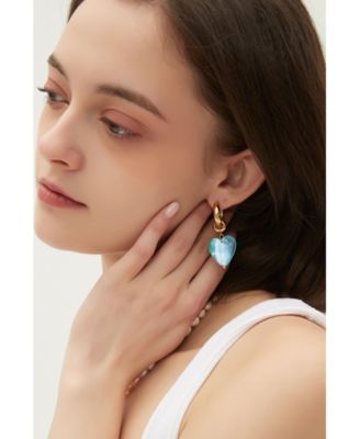 Esmee Murano Glass Heart Drop Hoop Earrings