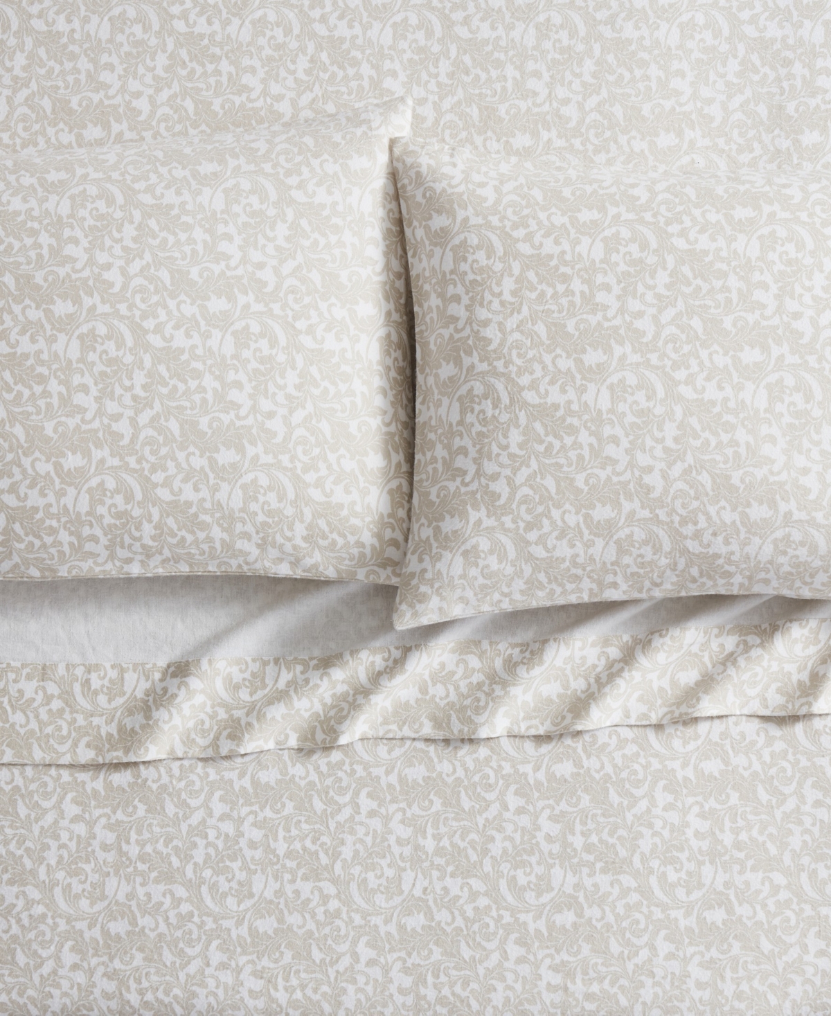 Tahari Home Scroll 100% Cotton Flannel 4-pc. Sheet Set, King In Taupe