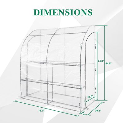Walk-In Portable Greenhouse with Two Zipper Doors, 6.3ft x 3.3ft x 7.2ft