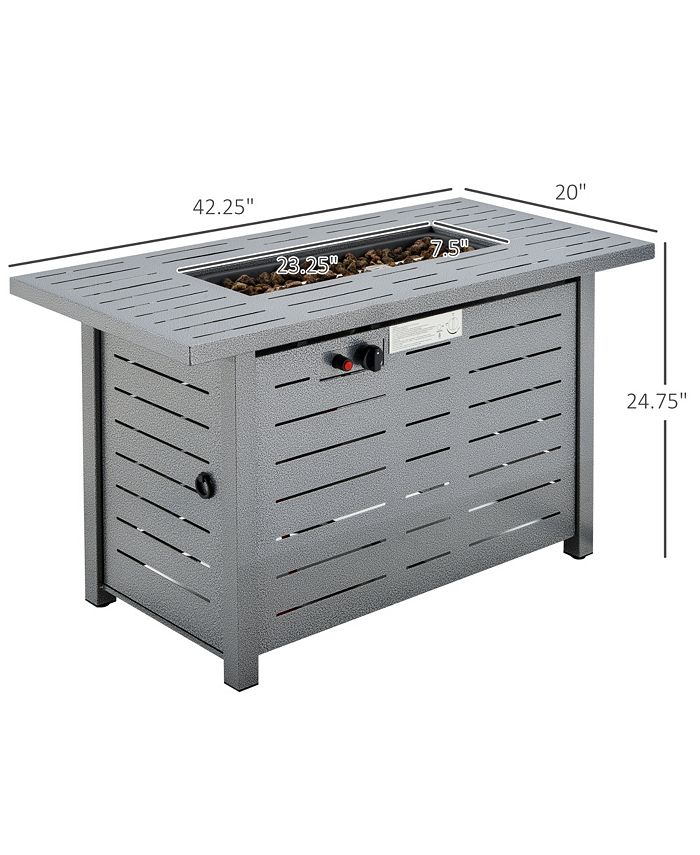 Outsunny 42 Inch Outdoor Propane Gas Fire Pit Table, 50,000 BTU Auto