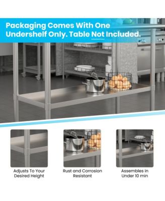 Under Shelf For Kitchen Prep And Work Tables - Adjustable Galvanized Lower Shelf For Stainless Steel Tables