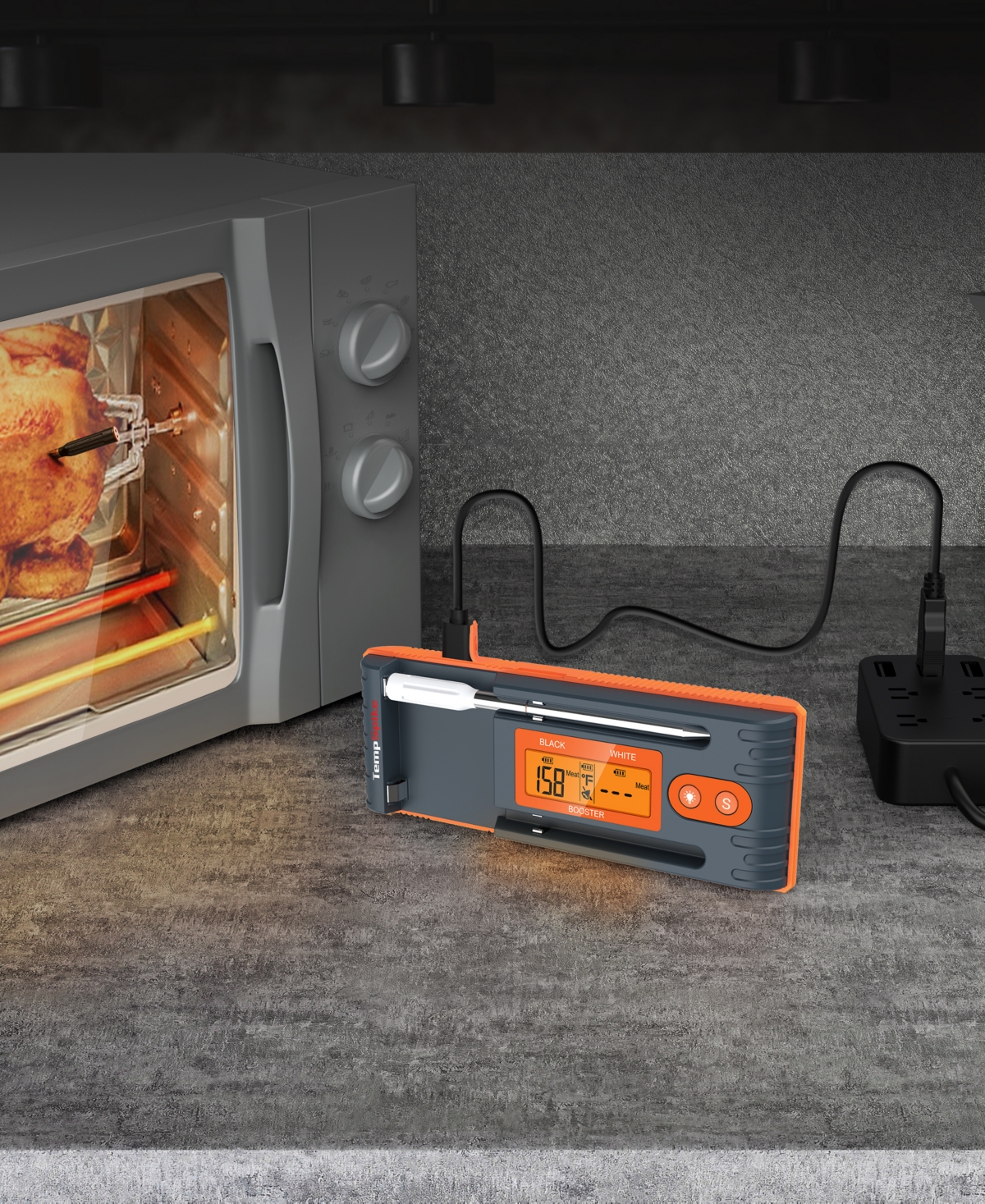 Thermopro Pack Of 1 Twin Tempspike 500' Truly Wireless Meat Thermometer With 2 Meat Probes In Orange,gray