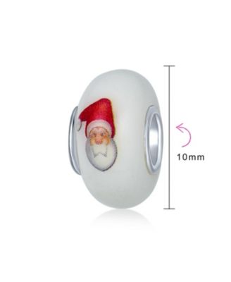 White Red Murano Glass Christmas Charm Bead for European Bracelets