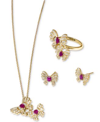 Effy Collection Effy Ruby Diamond Butterfly Jewelry Collection In 14k Gold In Yellow Gold