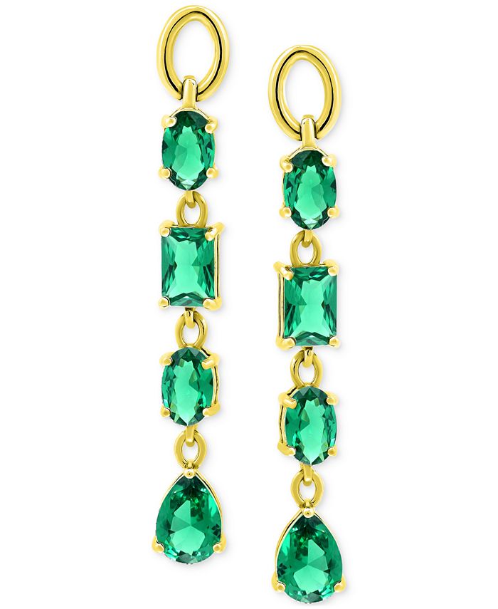Macy's Lab-Grown Green Quartz Linear Drop Earrings (3-1/8 ct. t.w.) in 18k  Gold-Plated Sterling Silver - Macy's