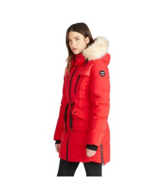 Women's Women's Alia Mixed Media Quilted Parka with Detachable Hood and Faux Fur Trim