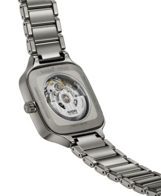 Unisex Swiss Automatic True Square Open Heart Diamond (1/10 ct. t.w.) Gray Ceramic Bracelet Watch 38mm