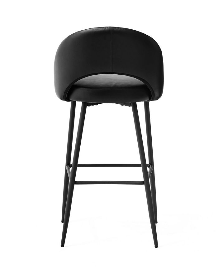 Glitzhome Set of 4 Leatherette Modern Quilted Bar Stool with Metal