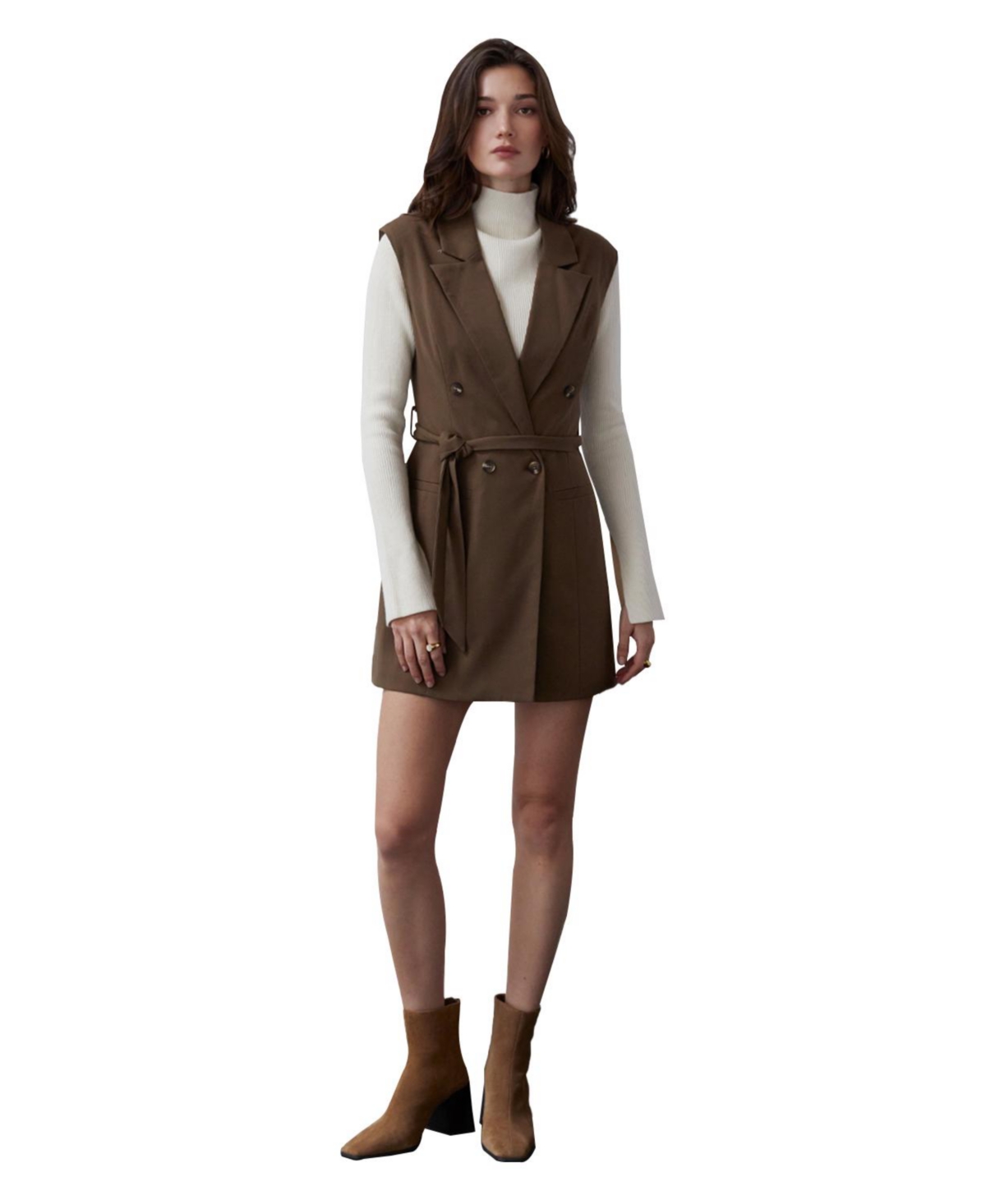 Women's Brooke Double-breasted Wrap Blazer Dress - Brown