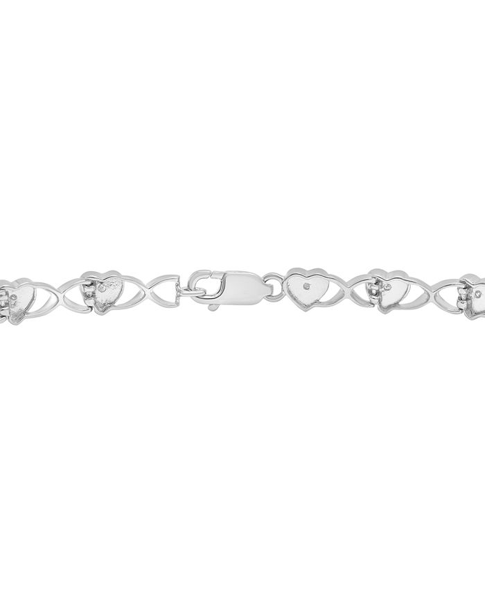 Macy's Diamond Heart Link Bracelet (1/10 ct. t.w.) in Sterling Silver