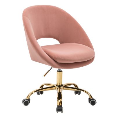 Modern Velvet Office Chair with Adjustable Swivel for Study Vanity